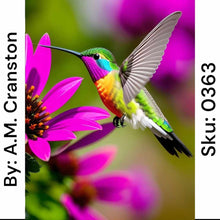 Load image into Gallery viewer, Purple Flower Hummingbird - Round Drill AB
