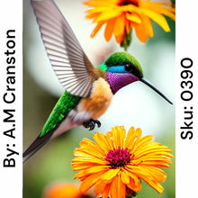 Load image into Gallery viewer, Yellow Flower Hummingbird - Round Drill AB
