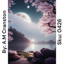 Load image into Gallery viewer, Cherry Blossom Moonlit Lake - Round Drill AB
