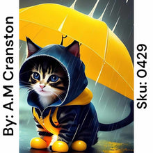 Load image into Gallery viewer, Yellow Umbrella Cat - Round Drill AB
