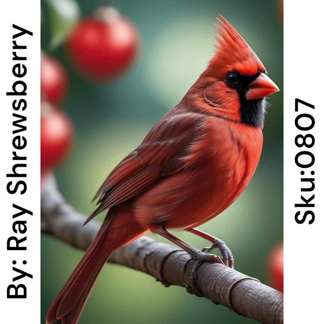 Cardinal on a Branch - Square Drill AB