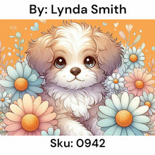 Load image into Gallery viewer, Puppy and Daisies - Round Drill AB
