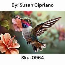 Load image into Gallery viewer, Peach Flower Hummingbird - Square Drill AB
