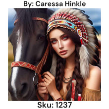 Load image into Gallery viewer, Native American Woman and Horse - Round Drill AB
