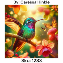 Load image into Gallery viewer, Hummingbird and Flowers - Square Drill AB
