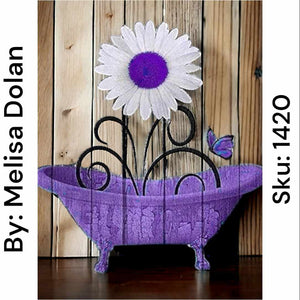 Purple Daisy Bathtub - Square Drill AB