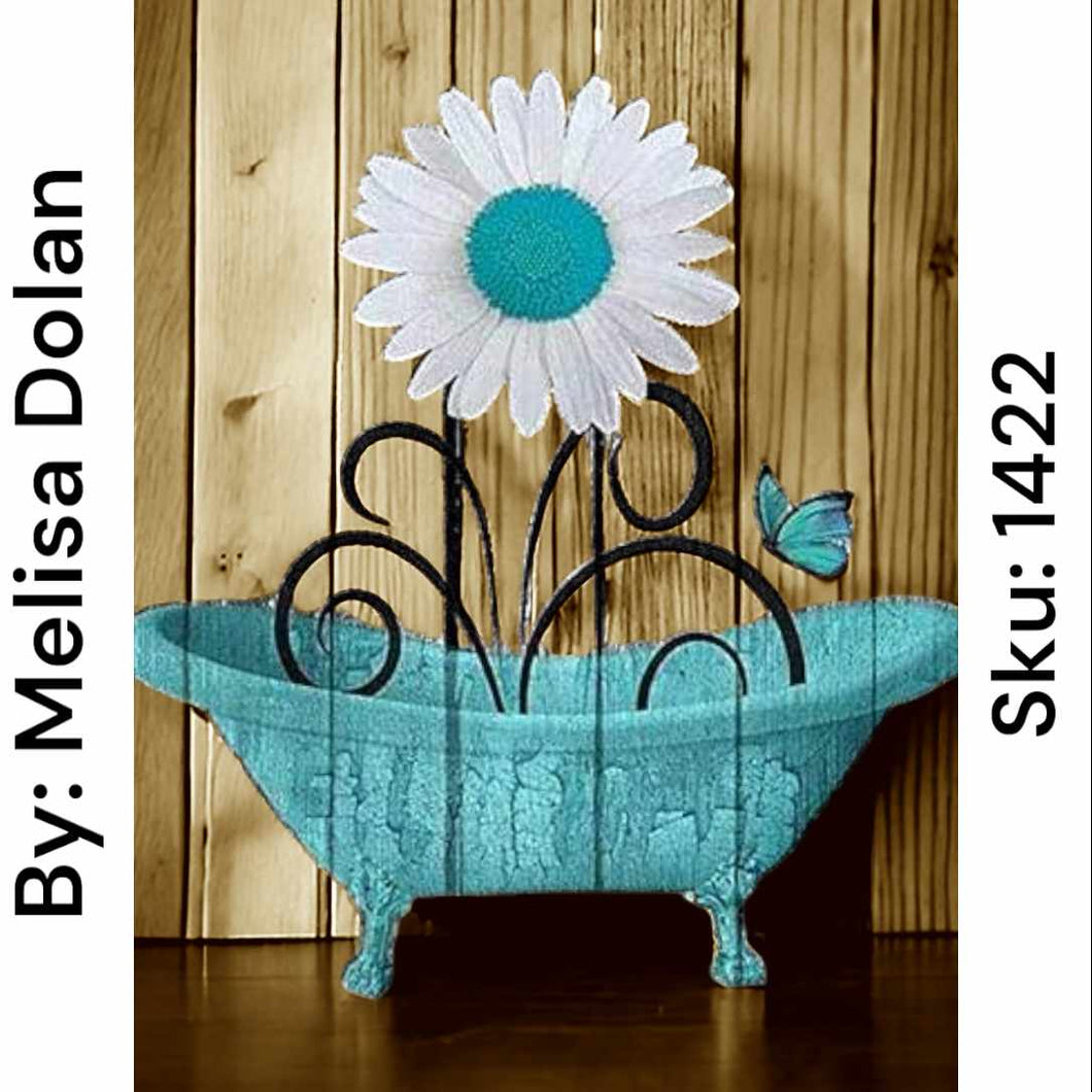 Turquoise Daisy Bathtub - Round Drill AB