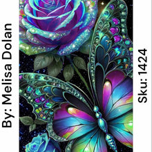 Load image into Gallery viewer, Butterfly Gem and Rose - Round Drill AB
