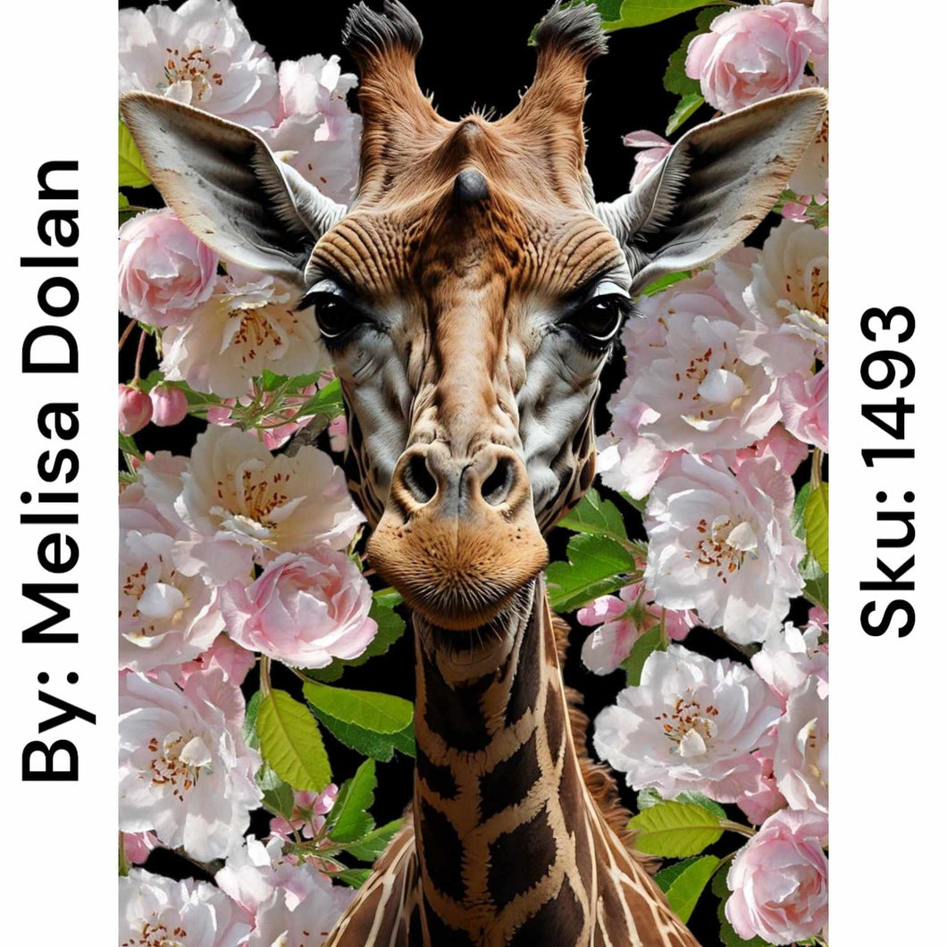 Floral Giraffe - Square Drill AB