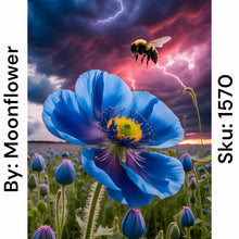 Load image into Gallery viewer, Bee and Blue Flower - Round Drill AB
