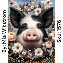 Load image into Gallery viewer, Floral Wreath Pig - Square Drill AB
