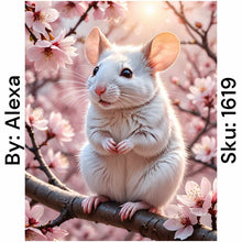 Load image into Gallery viewer, Cherry Blossom and White Mouse - Square Drill AB
