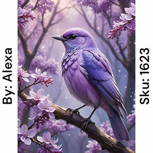 Purple Cherry Blossom and Bird - Square Drill AB