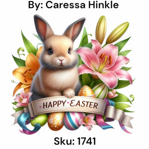 Tan Happy Easter Bunny - Round Drill AB
