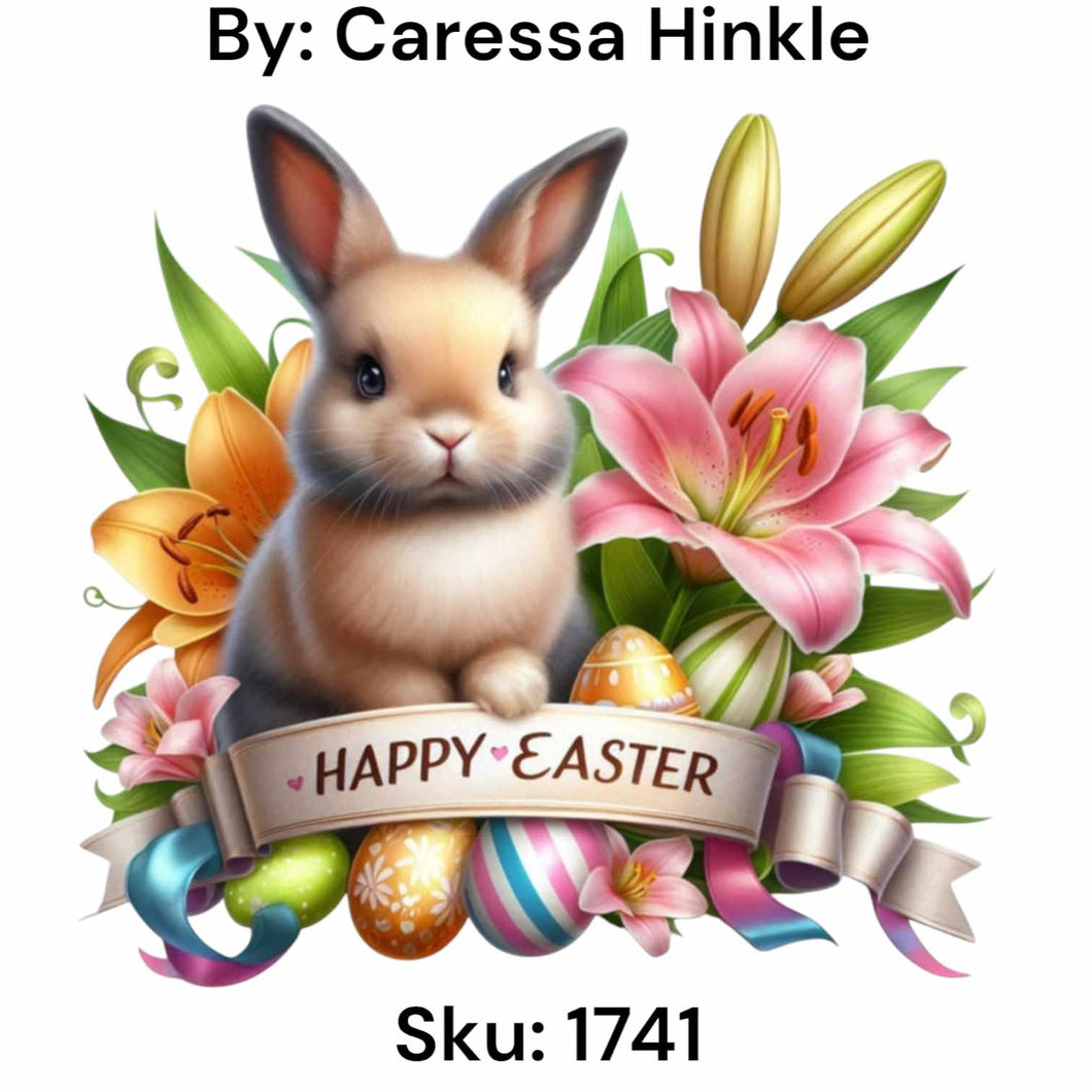 Tan Happy Easter Bunny - Round Drill AB