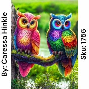 Rainbow Owls - Round Drill AB