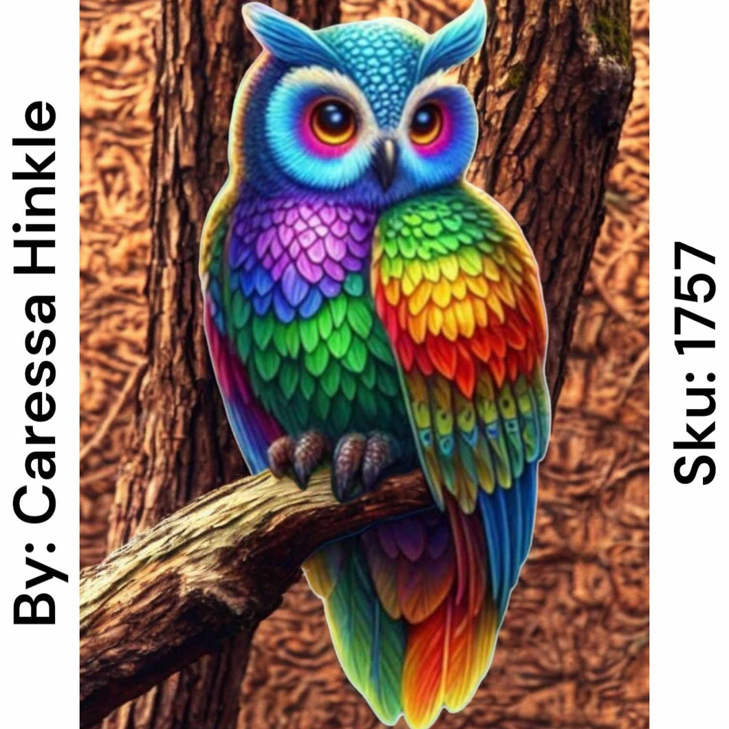 Colorful Perched Owl - Round Drill AB