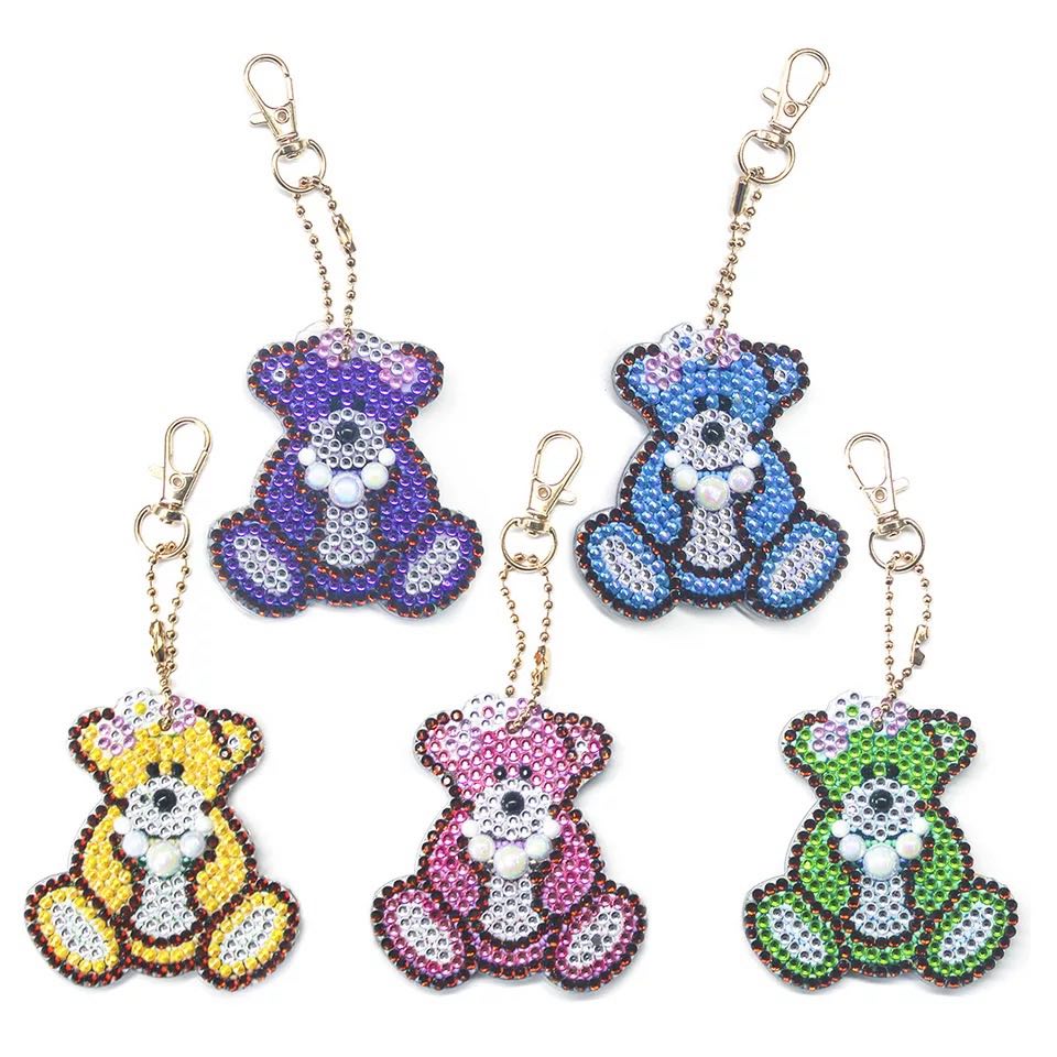 Colorful Teddy Bear Keychain Set