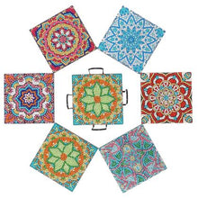 Load image into Gallery viewer, Coaster Set - Square Mandala
