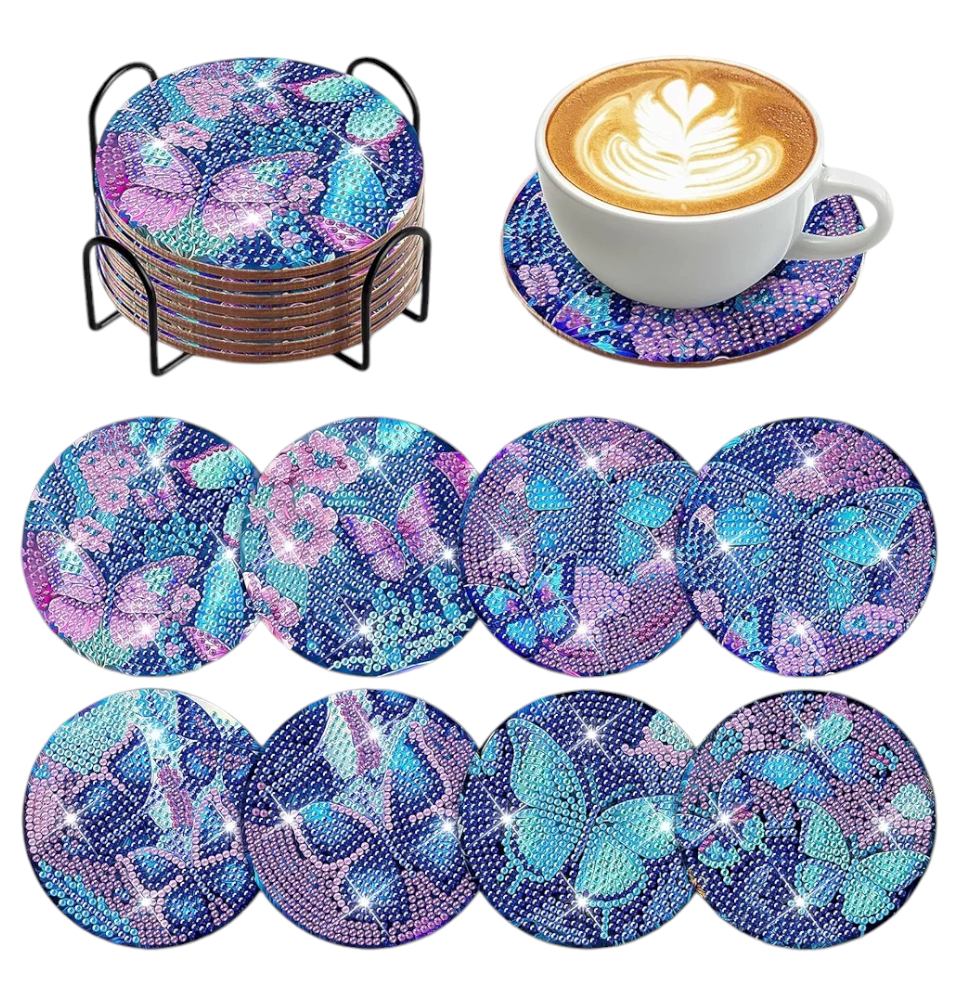 Coaster Set - Blue Butterflies