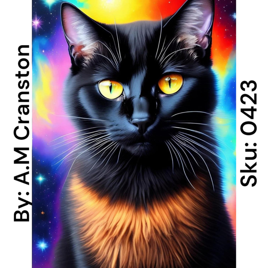 Black and Brown Galaxy Cat - Square Drill AB