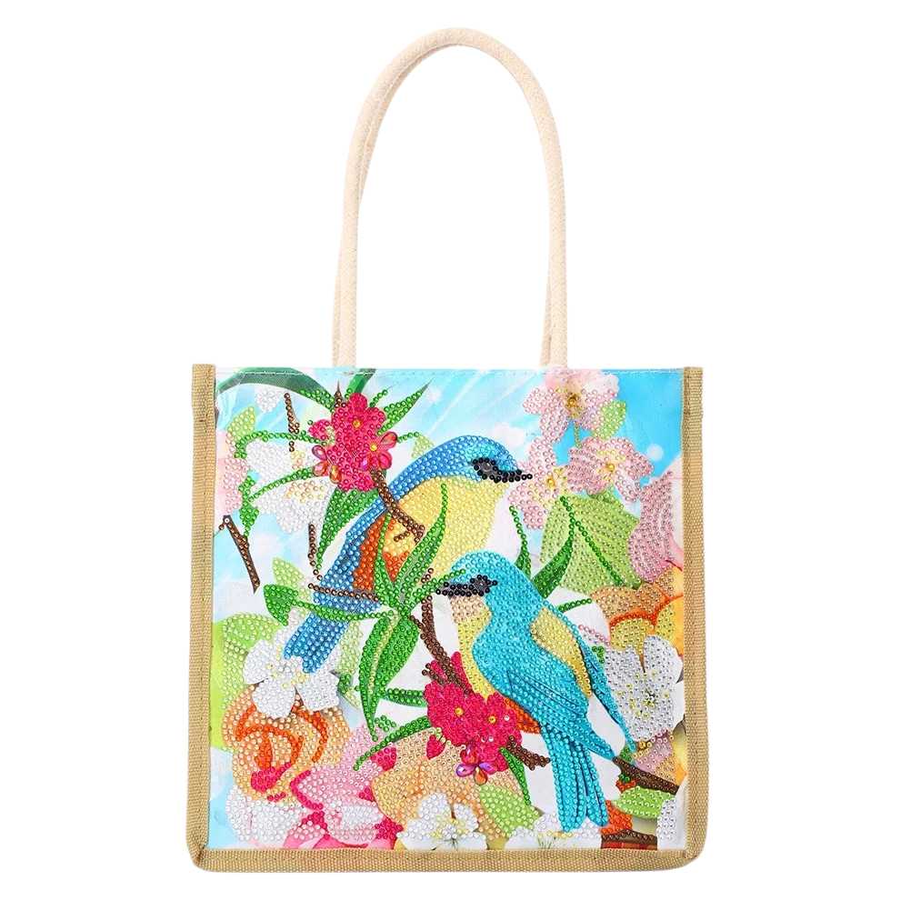 Rope Tote Bag - Blue Birds