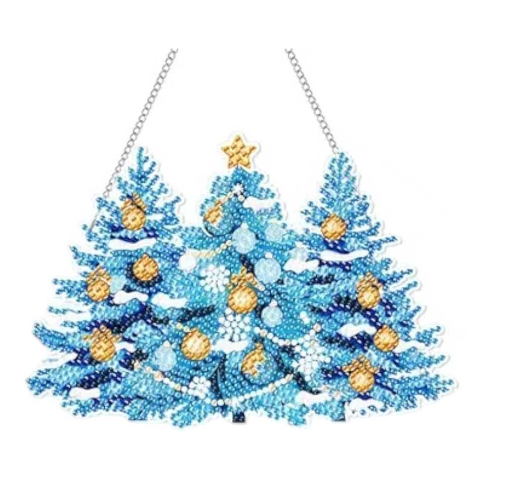 Acrylic Wall Hanging - Blue Ornament Trees