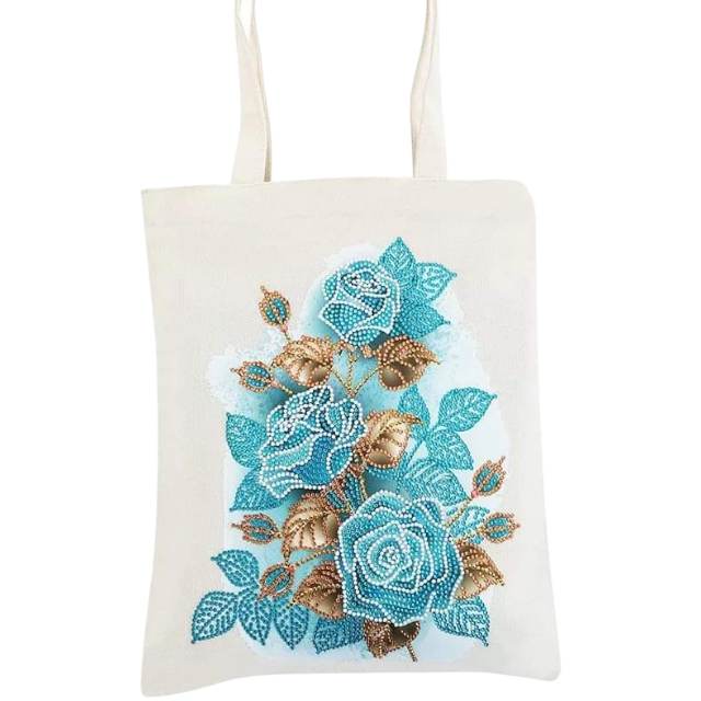 Canvas Tote Bag - Blue Roses