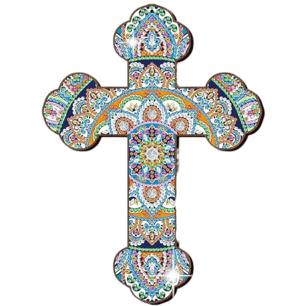 Cross Wall Hanging - Blue and Gold