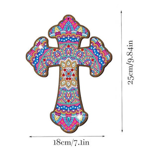 Cross Wall Hanging - Blue and Pink