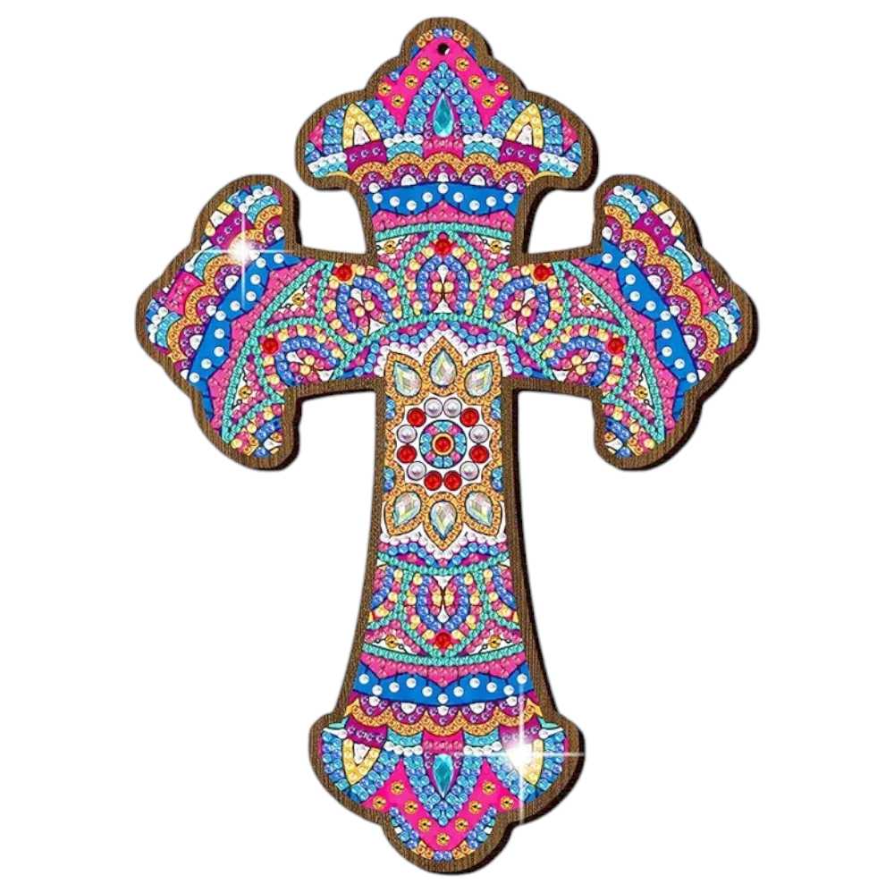 Cross Wall Hanging - Blue and Pink