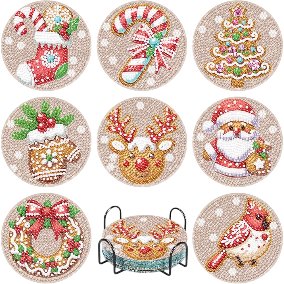 Coaster Set - Tan Christmas