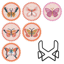 Load image into Gallery viewer, Coaster Set - Orange and Pink Butterflies
