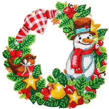 Load image into Gallery viewer, Wood Wall Hanging - Snowman Wreath
