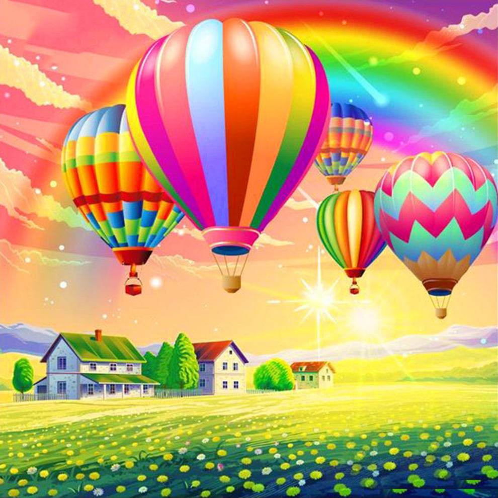 Colorful Hot Air Balloons - Square Drill AB
