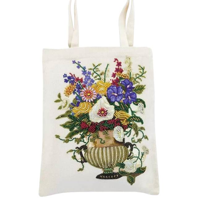 Canvas Tote Bag - Colorful Bouquet Pot