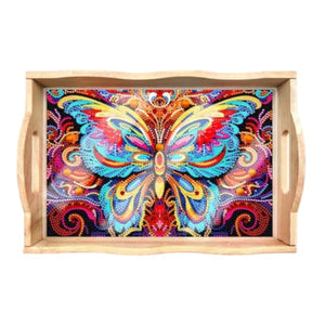 Wood Serving Tray - Colorful Butterfly