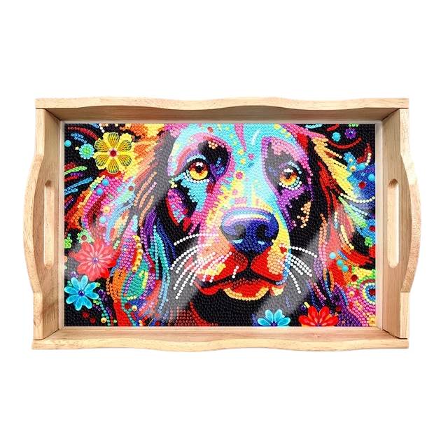 Wood Serving Tray - Colorful Dog