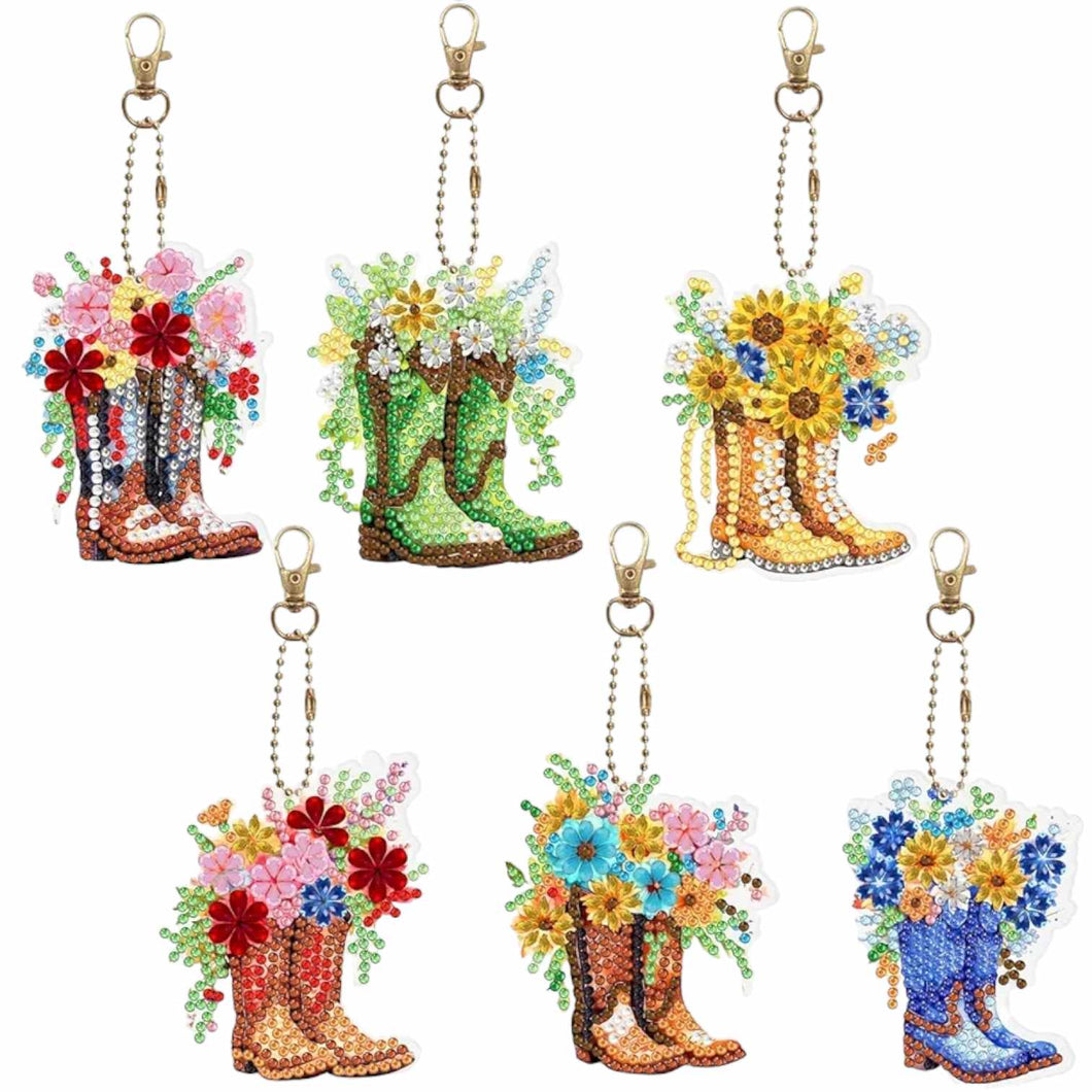 Keychain Set - Cowboy Boots & Flowers