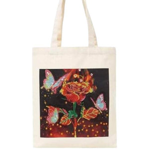 Canvas Tote Bag - Fire Rose and Butterflies