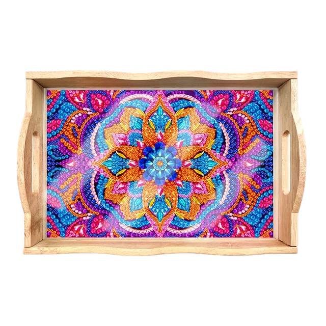 Wood Serving Tray - Floral Abstract