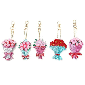 Floral Bouquet Keychain Set