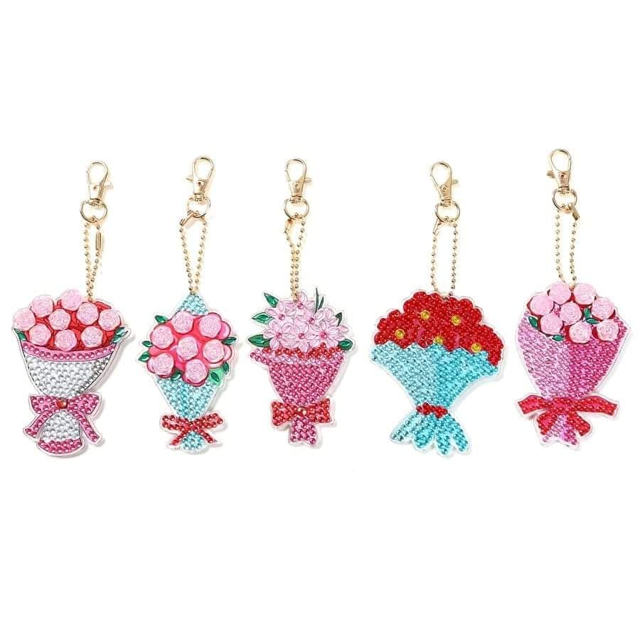 Floral Bouquet Keychain Set