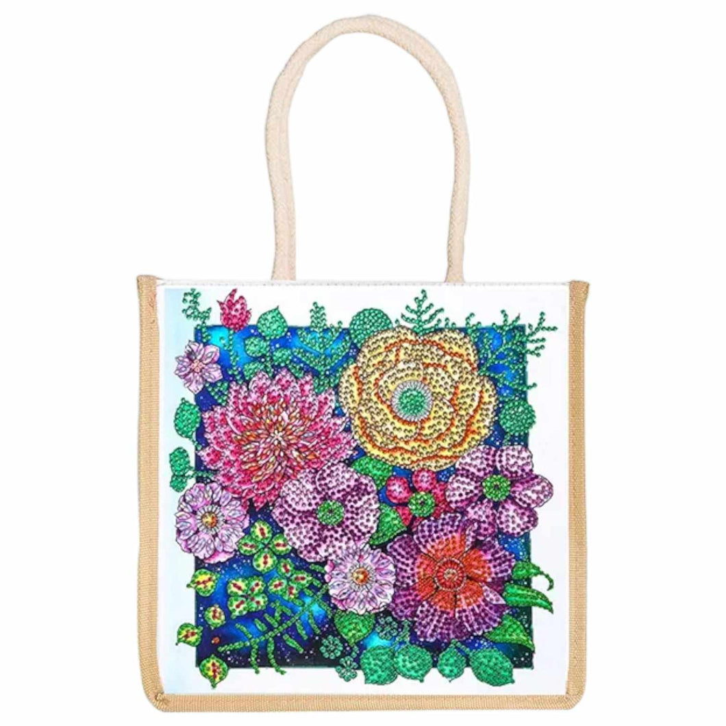 Rope Tote Bag - Floral Collage