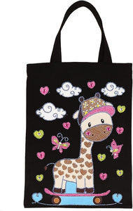 Black Canvas Tote Bag - Giraffe