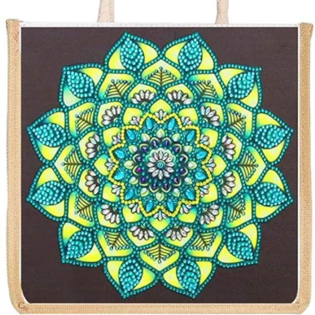 Rope Tote Bag - Green Mandala