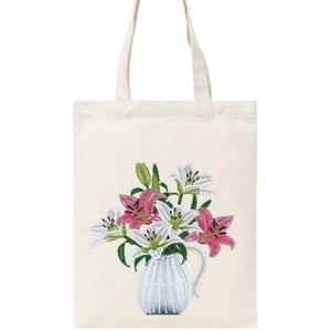 Canvas Tote Bag - Potted Lily Bouquet