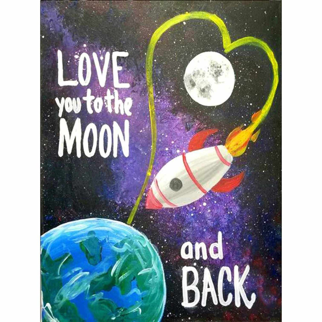 Love You to the Moon Rocket - Square Drill AB