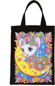 Black Canvas Tote Bag - Moon Mouse