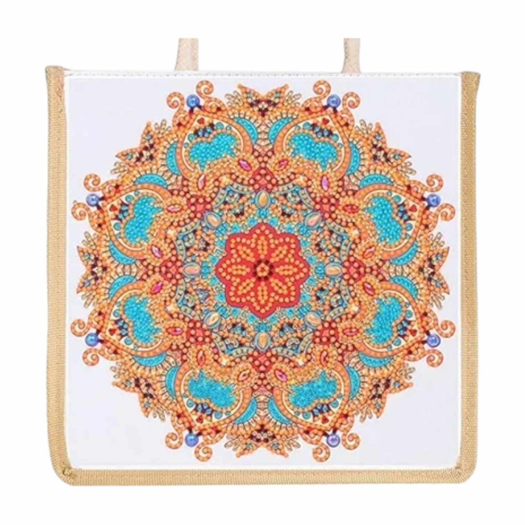 Rope Tote Bag - Orange Mandala